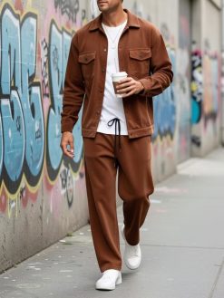 Men’s Textured Overshirt & Relaxed Pants Set