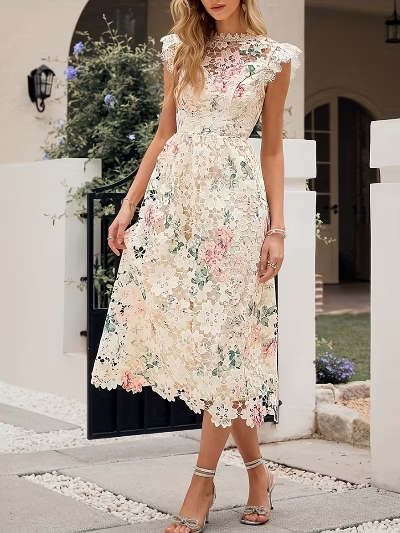 Women’s Floral Lace Midi Dress